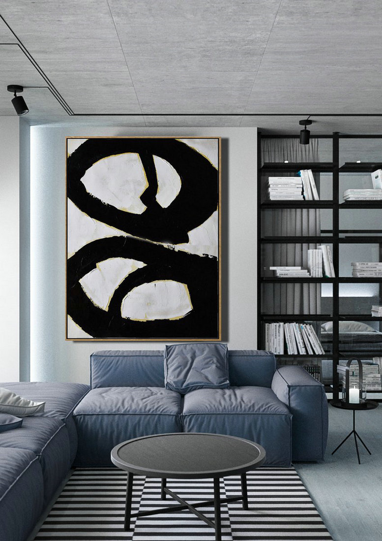 Handmade Large Contemporary Art,Minimalist Painting On Canvas, Palette Knife Vertical Minimal Art - Large Contemporary Painting